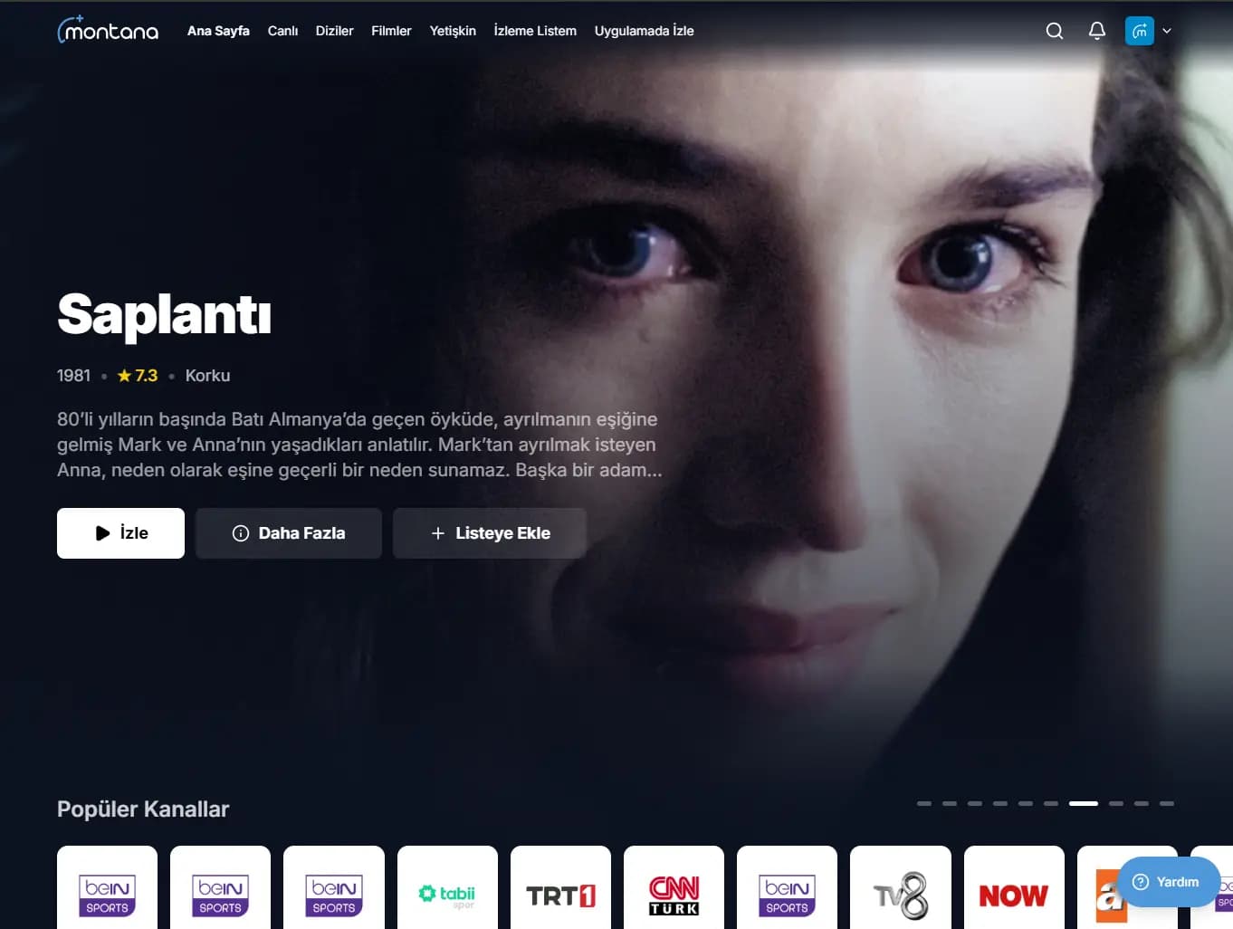 Montana IPTV tablet arayüzü